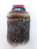 Can Holder - Grey Fox Fur